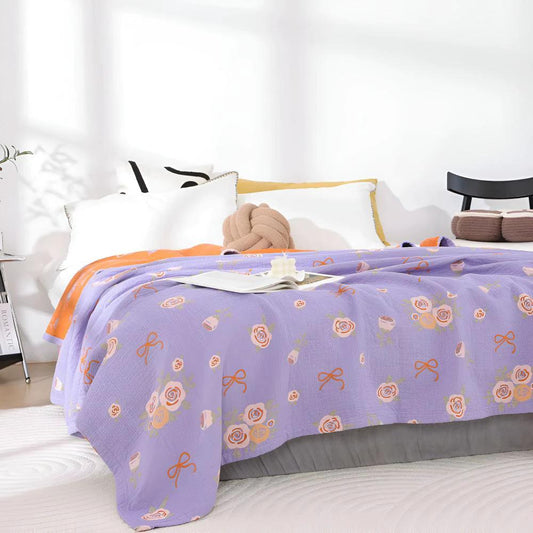 Bow-Knot and Rose Cotton Gauze Blanket by Casa & Beyond
