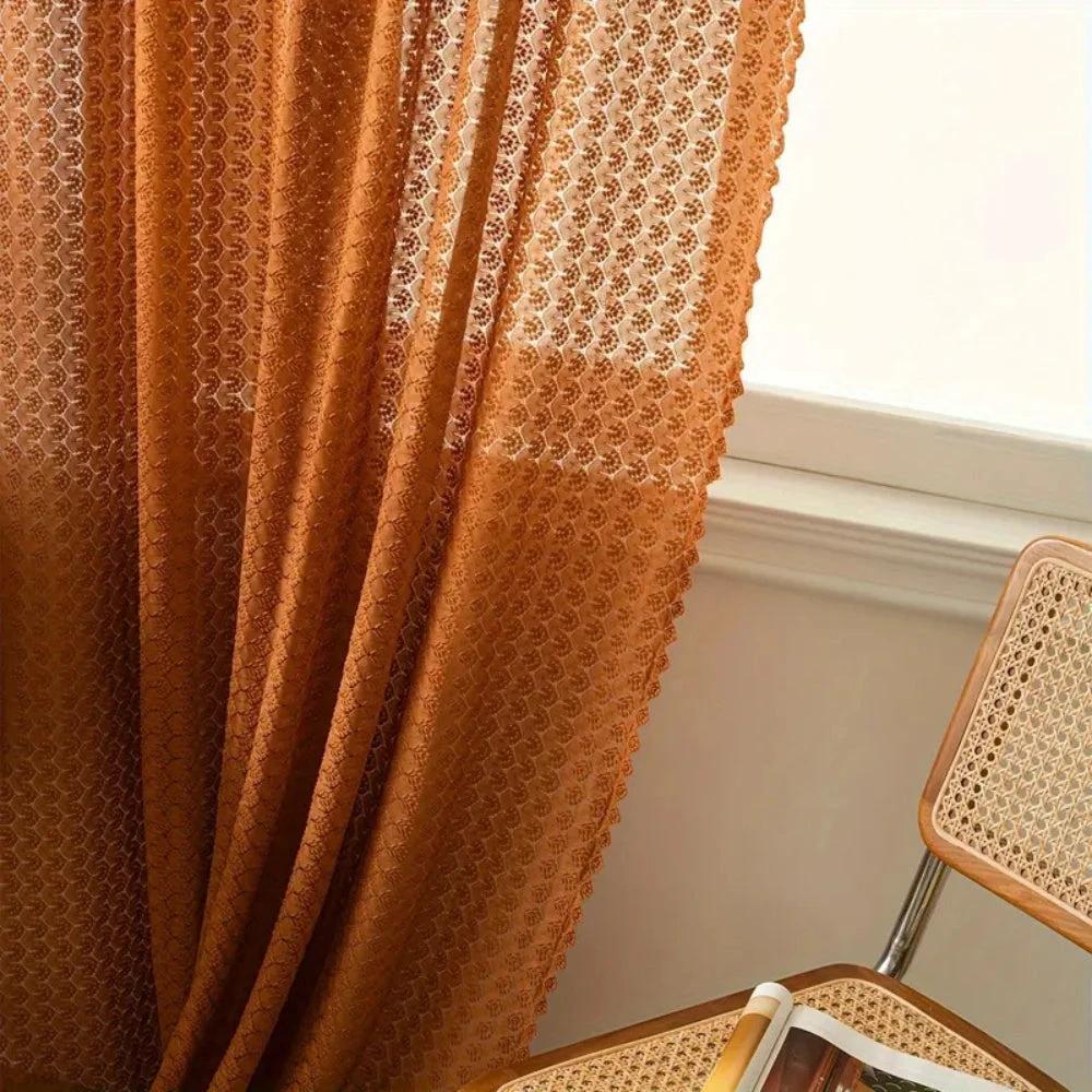 Amber Glow Boho Crochet Curtain by Casa & Beyond