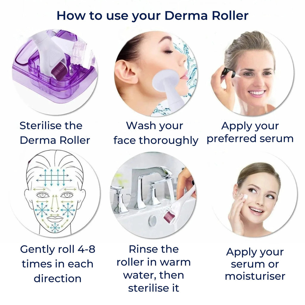 DermaGlow Microneedling Derma Roller Kit – Anti-Ageing – Titanium Needles – Home Skincare for Women Bowlift by Bowlift