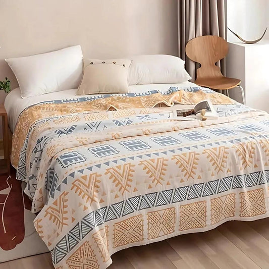 Aztec Layers Pure Cotton Blanket by Casa & Beyond