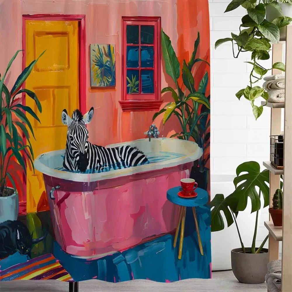 Playful Pink Zebra Curtain by Casa & Beyond