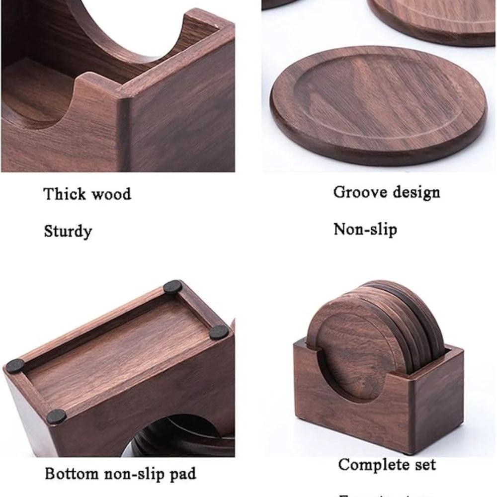 Japanese Style Wooden Coaster | 6pcs Set by Casa & Beyond