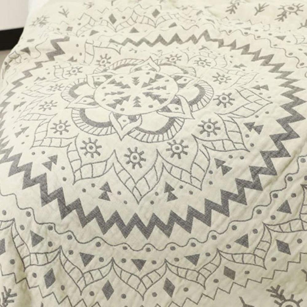 Mandala Art Pattern Reversible Cotton Blanket by Casa & Beyond
