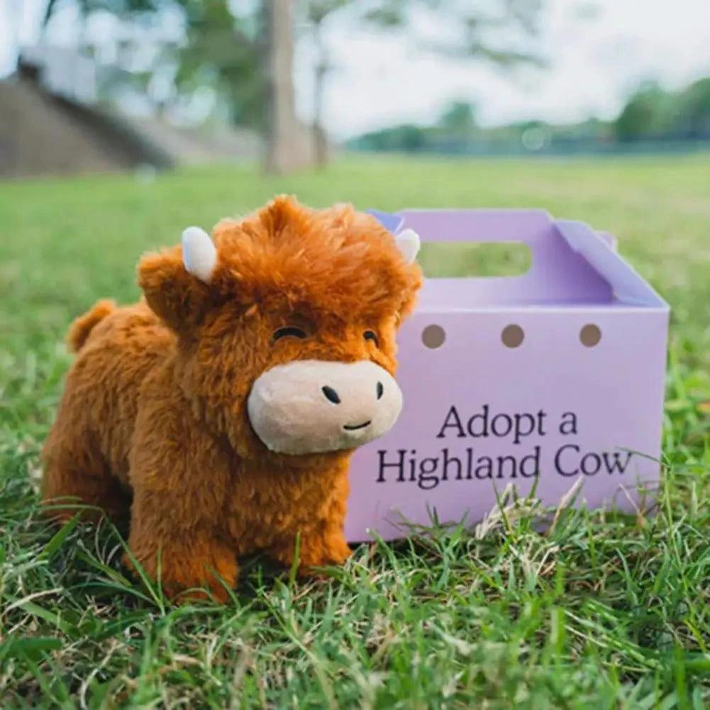 Fluffy Highland Cow Plush Toy - Adopt Highland Cow Bowlift by Bowlift