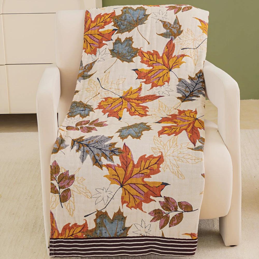 Maple Leaf Cotton Blanket by Casa & Beyond
