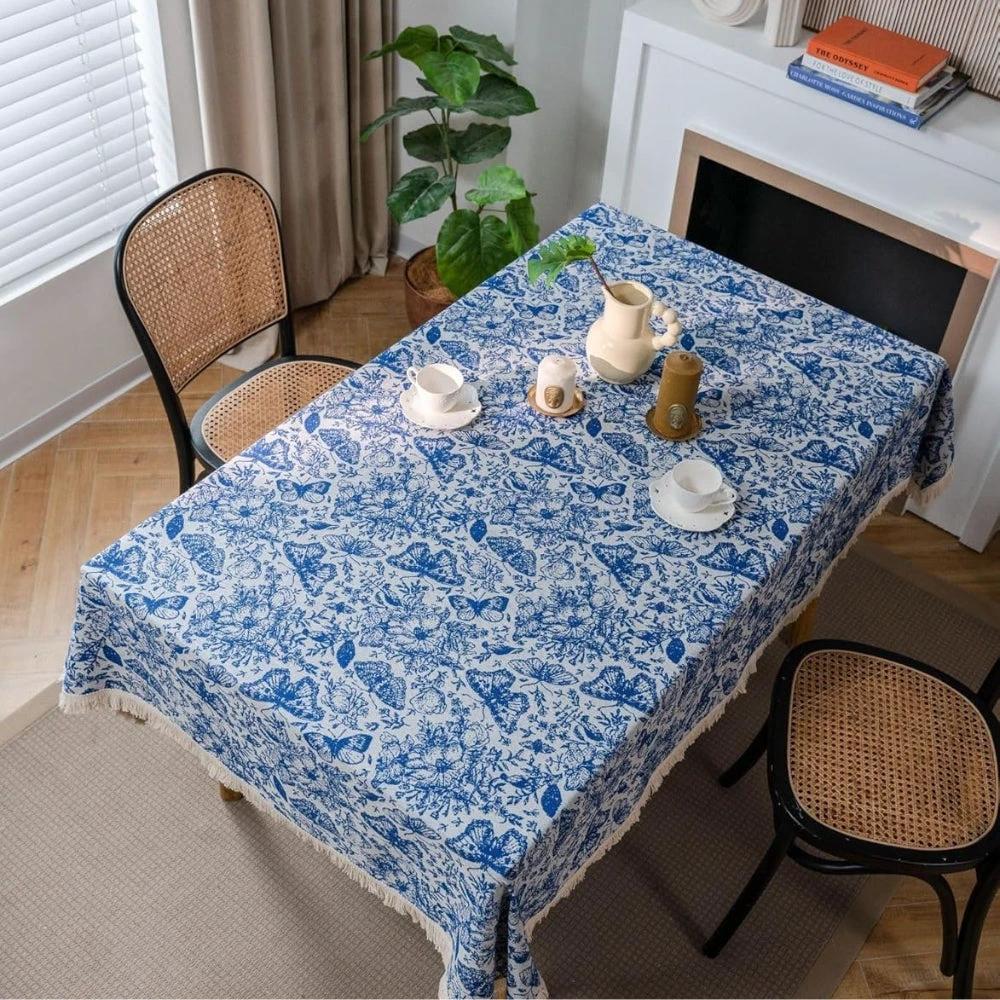 Blue Butterfly Garden Tablecloth by Casa & Beyond