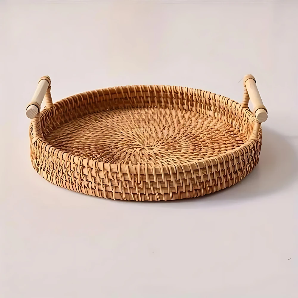 Handcrafted Rattan Serving Tray by Casa & Beyond