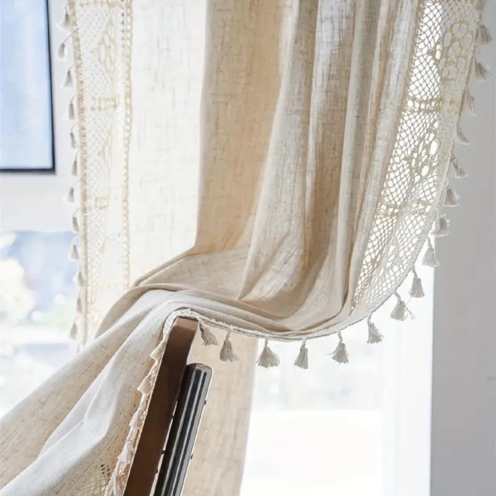Farmhouse Chic Linen Geometric Curtain by Casa & Beyond
