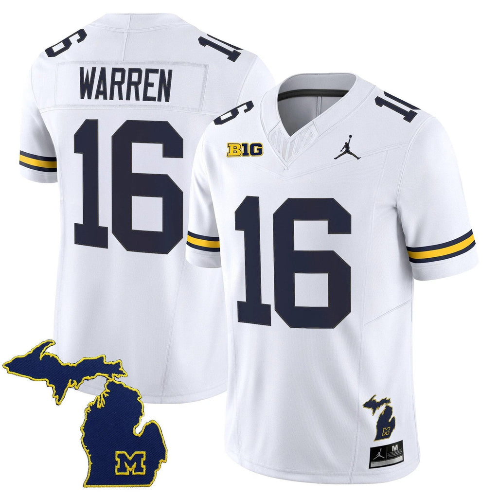 Davis Warren Jersey #16 Michigan Wolverines 2025 Limited V2 Stitched White by My Store NCAA Football Jerseys