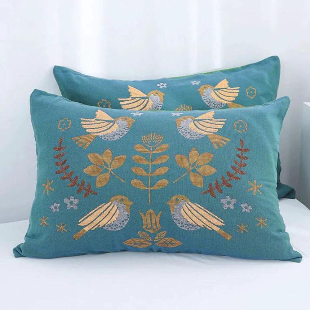 Scandinavian Bird Cotton Gauze Pillowcases (2pcs) by Casa & Beyond