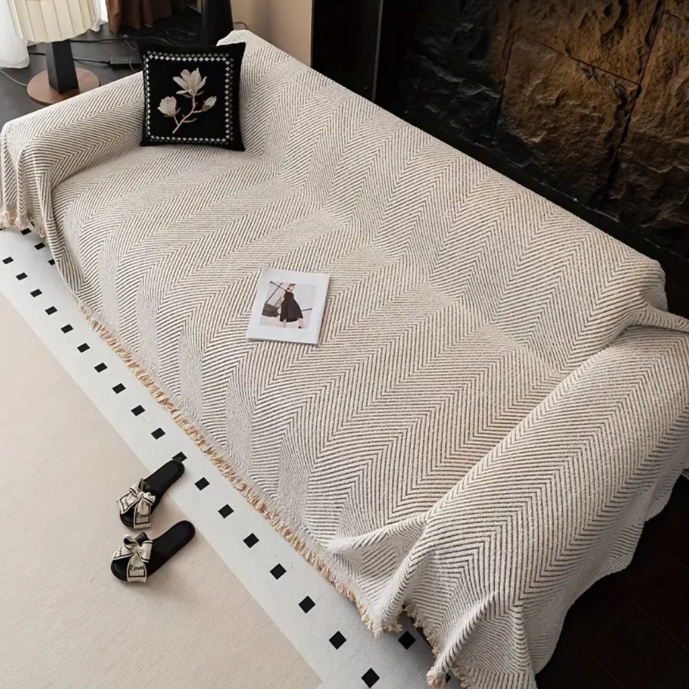 Stripe Herringbone Sofa Cover by Casa & Beyond