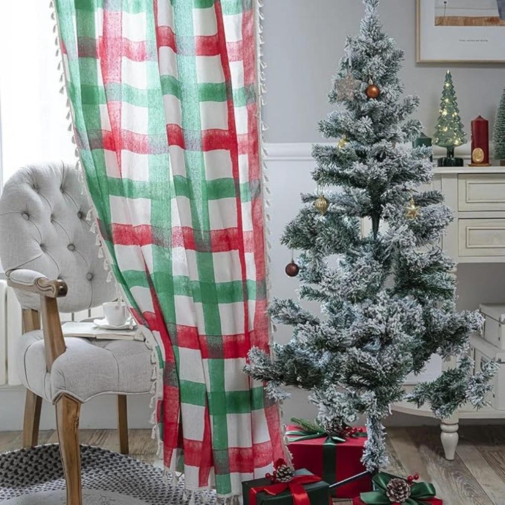 Merry & Bright Plaid Semi-Shading Curtain by Casa & Beyond