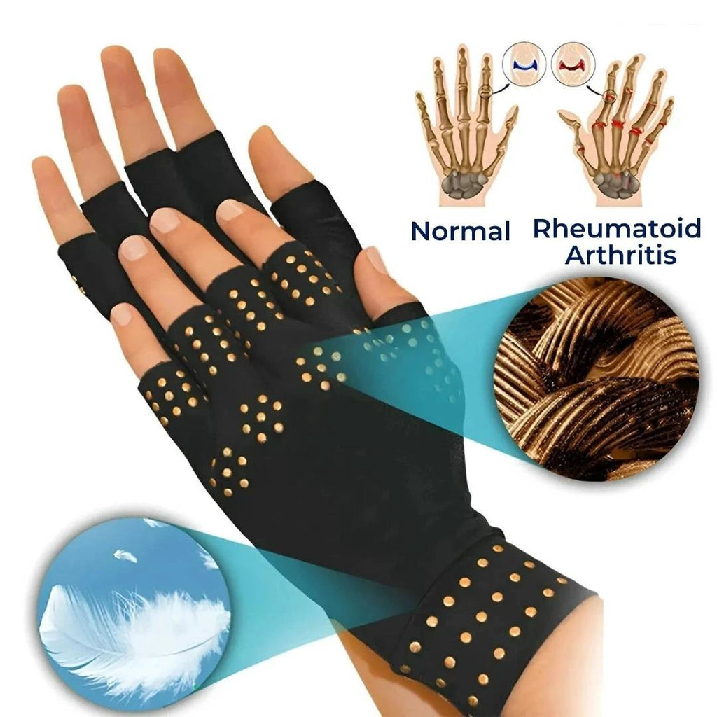 ThermaFlex Fingerless Arthritis Gloves | Magnetic Compression Gloves for Arthritis Pain Relief - Improved Circulation - Reduced Swelling Bowlift by Bowlift