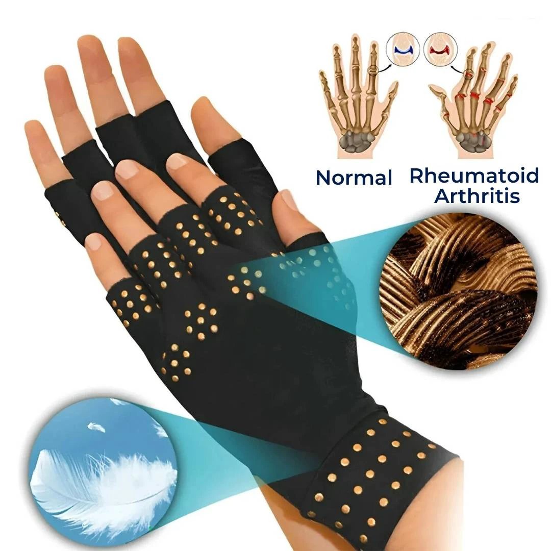 ThermaFlex Fingerless Arthritis Gloves | Magnetic Compression Gloves for Arthritis Pain Relief - Improved Circulation - Reduced Swelling Bowlift by Bowlift