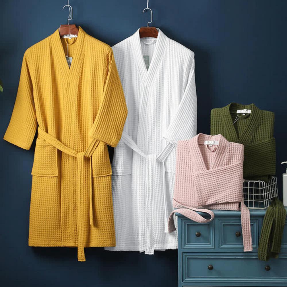 Waffle V-neck Bathrobe by Casa & Beyond