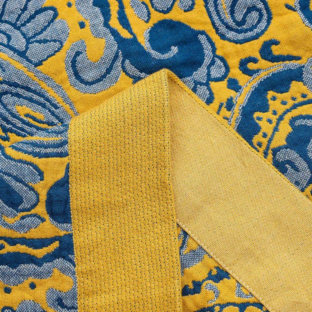 Azure Golden Retro Cotton Blanket by Casa & Beyond