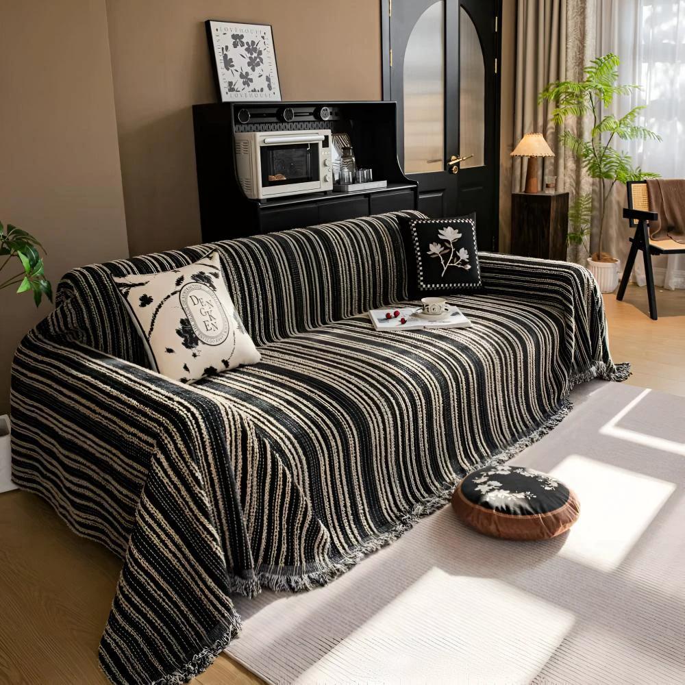 Regal Stripes Chenille Sofa Cover by Casa & Beyond