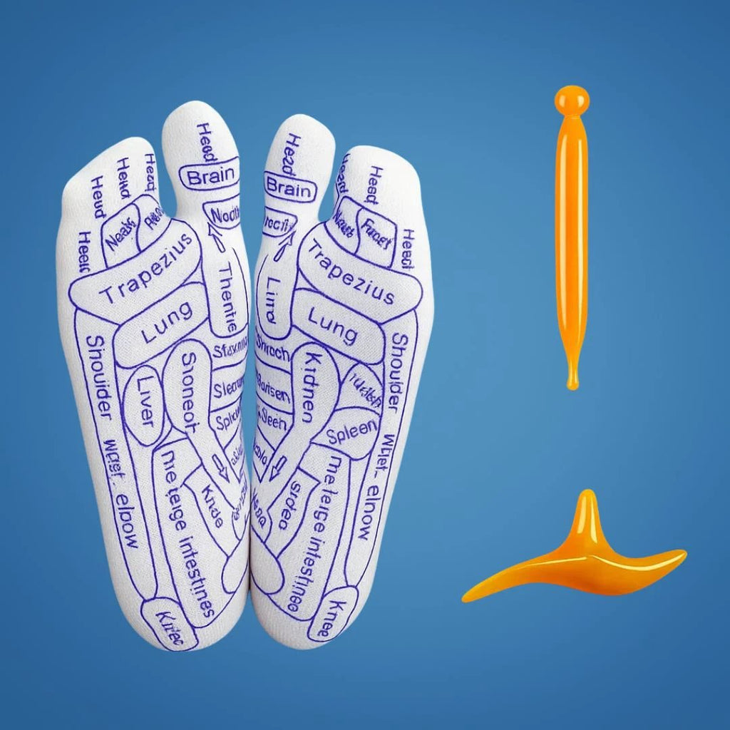 ReflexEase | Reflexology Socks – Printed Map & Tool – Breathable Split‑Toe Fabric – Home Stress Relief & Foot Fatigue Recovery Bowlift by Bowlift