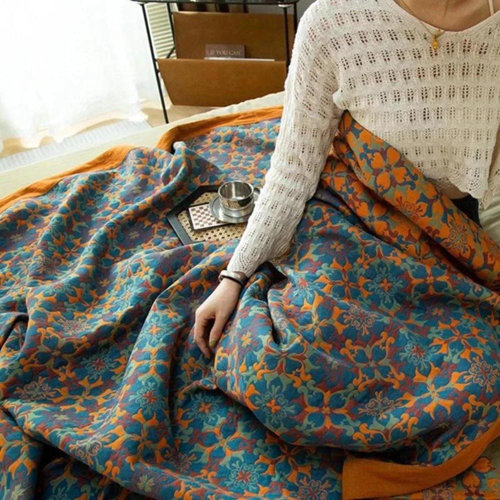Citrus Sunrise Six Layers Cotton Blanket by Casa & Beyond