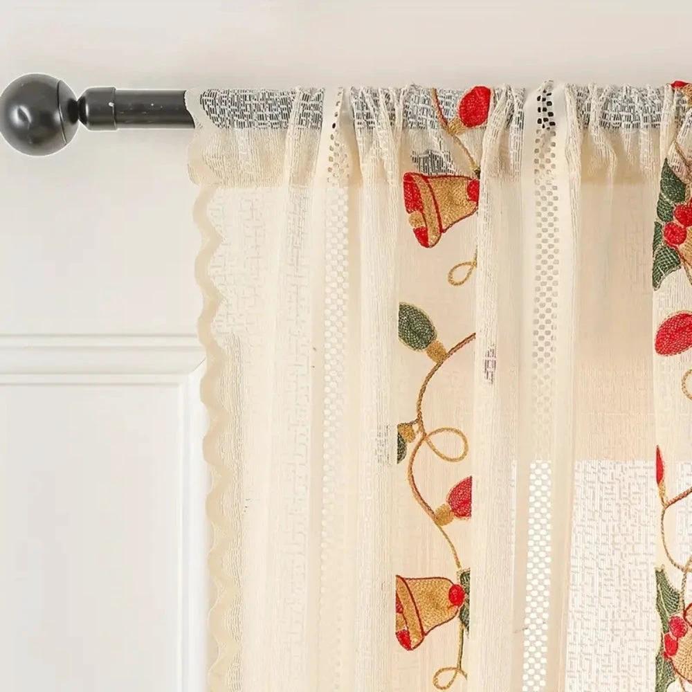 Festive Red Bell Curtains by Casa & Beyond