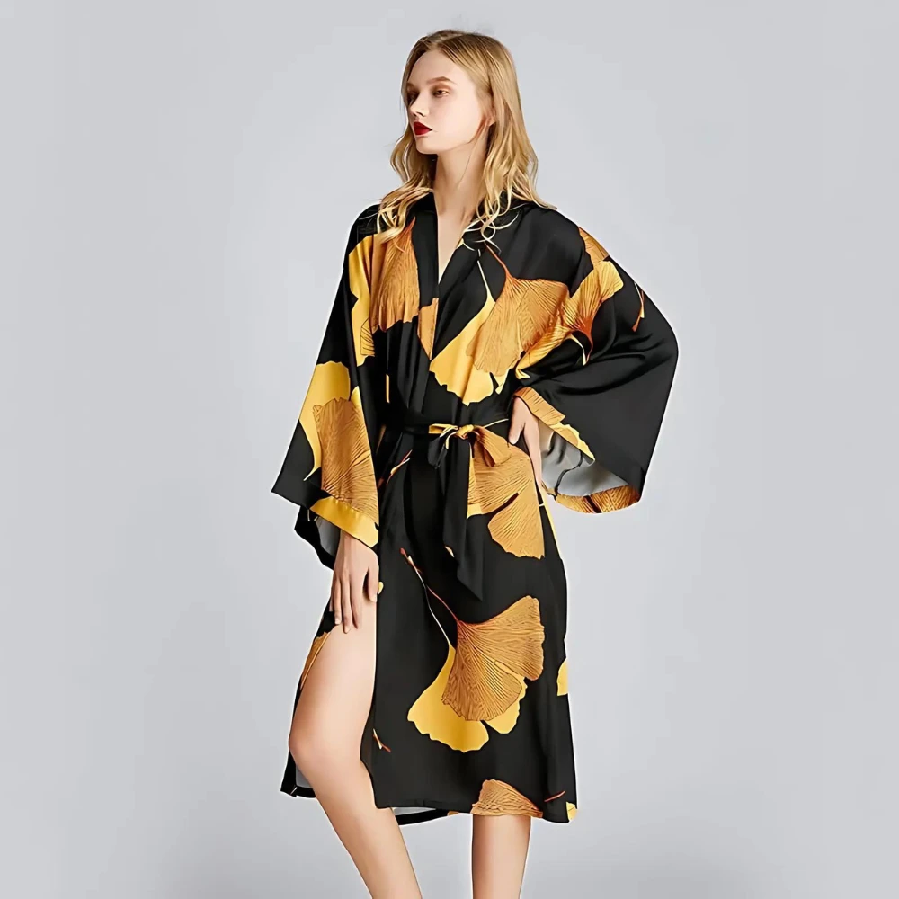 Classic Black and Yellow Bathrobe by Casa & Beyond