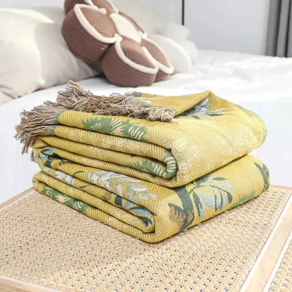 Lush Mulberry Trees Cotton Blanket by Casa & Beyond