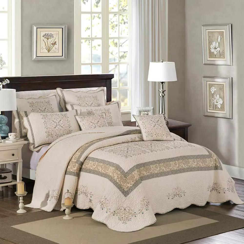 Elegant Embroidered Patchwork Thread Coverlet by Casa & Beyond
