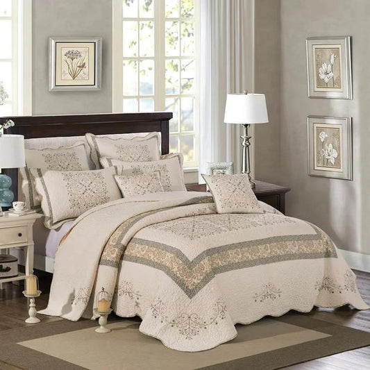 Elegant Embroidered Patchwork Thread Coverlet by Casa & Beyond