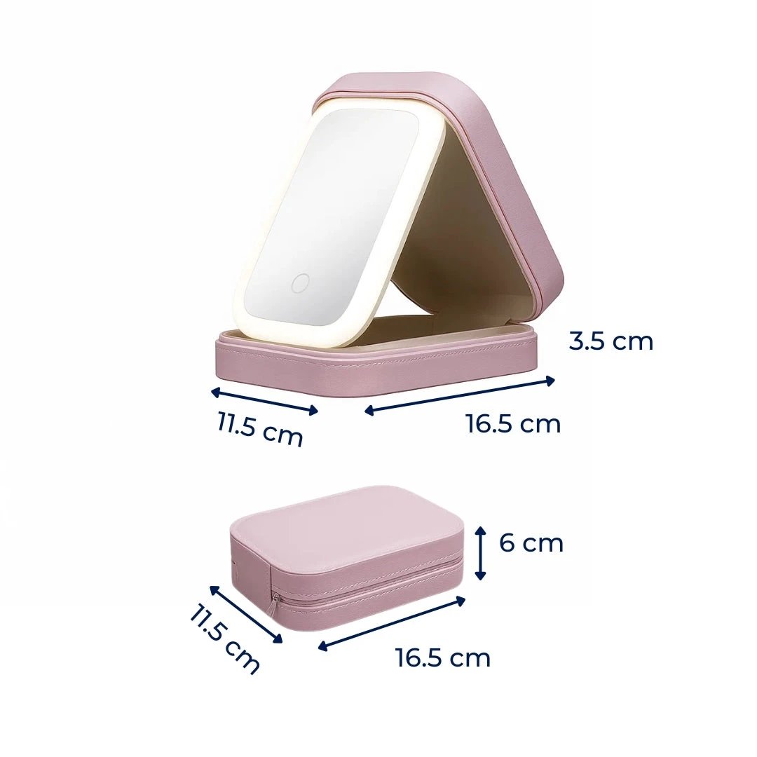 LED Light Mirror – Adjustable Angle – Organiser for Beauty Lovers – Bright Lighting for Flawless Look Bowlift by Bowlift
