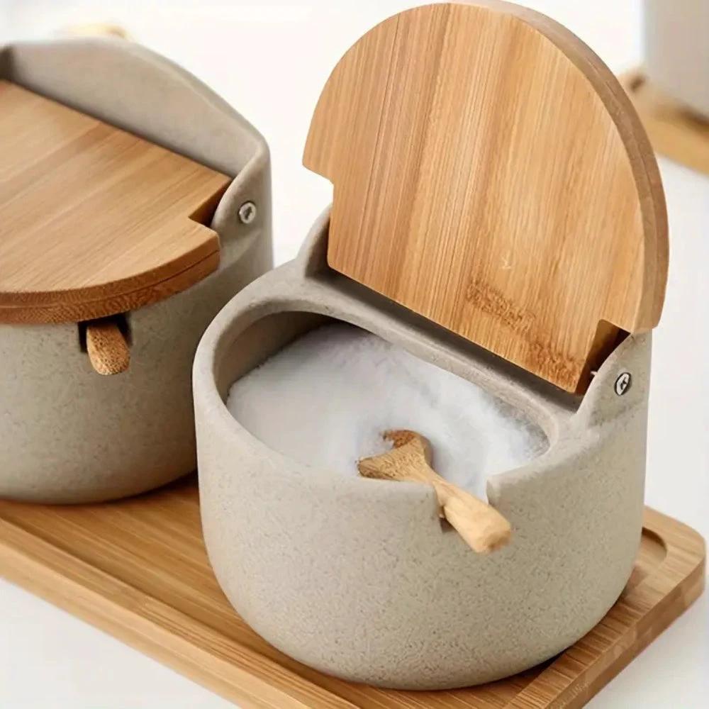 Ceramic Bamboo Spice Jar Set by Casa & Beyond