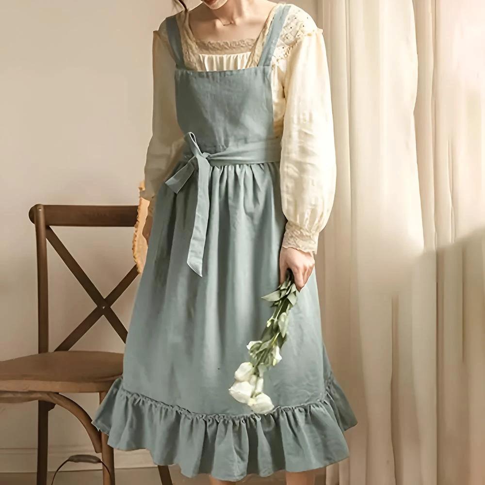 Rustic Ruffle Linen Apron by Casa & Beyond
