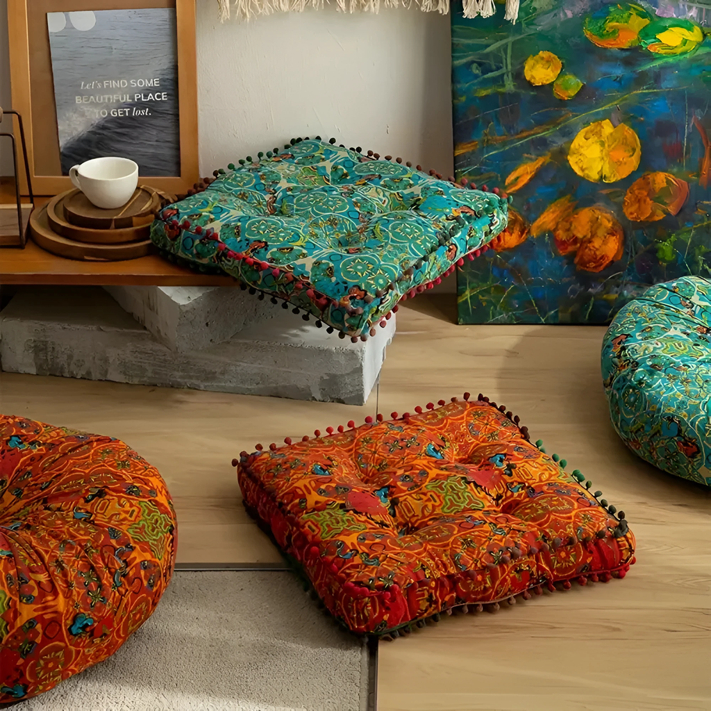 Bohemian Embroidered Floor Cushion by Casa & Beyond