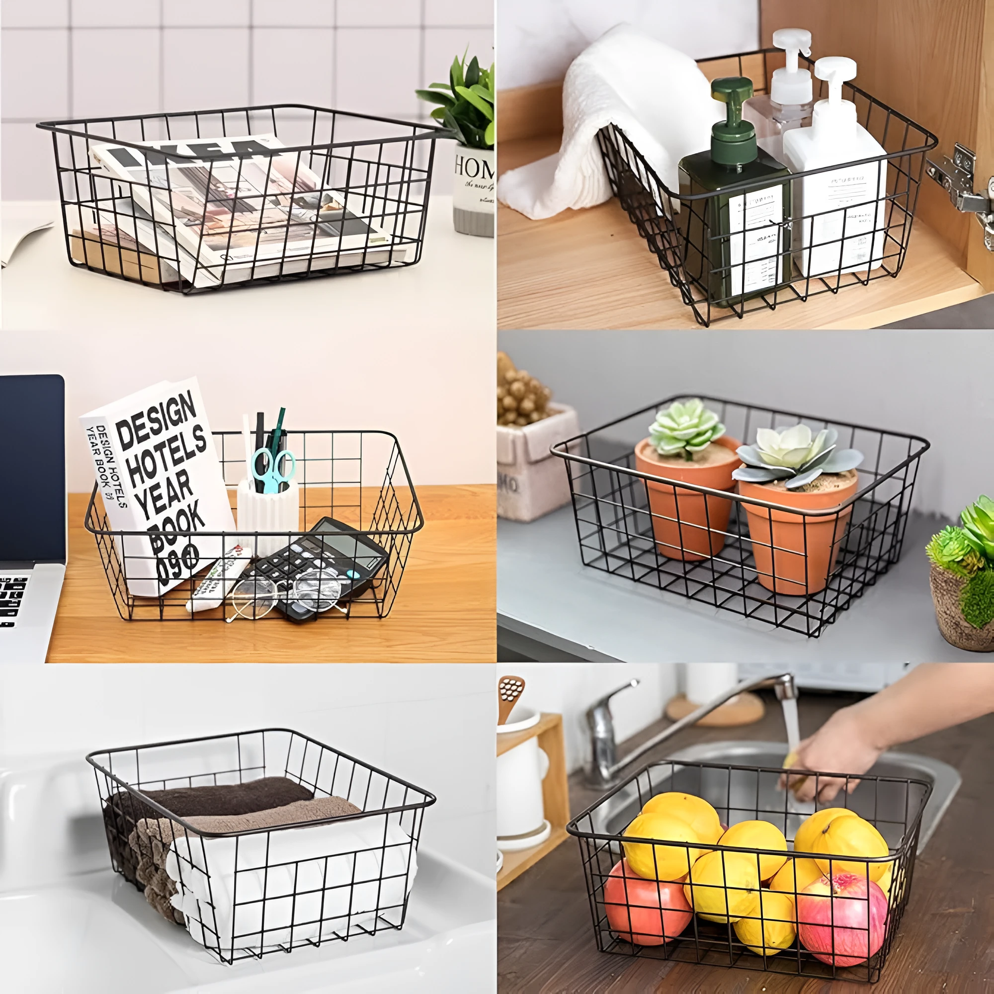 Sleek Wire Organizer Storage Basket by Casa & Beyond