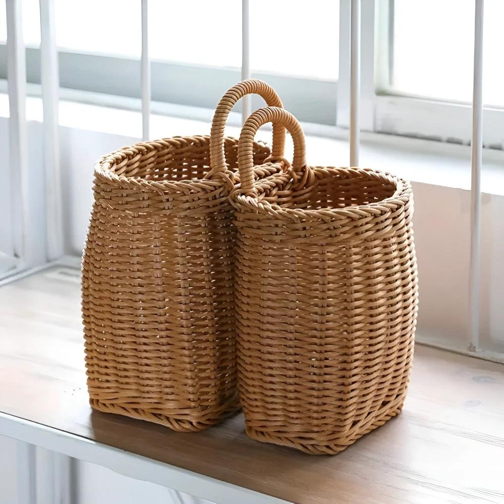 Willow Rattan Woven Storage Basket by Casa & Beyond