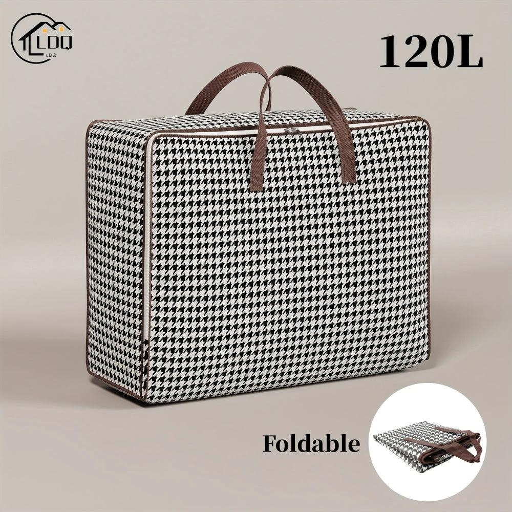 Durable Large Capacity Houndstooth Storage Suitcase by Casa & Beyond