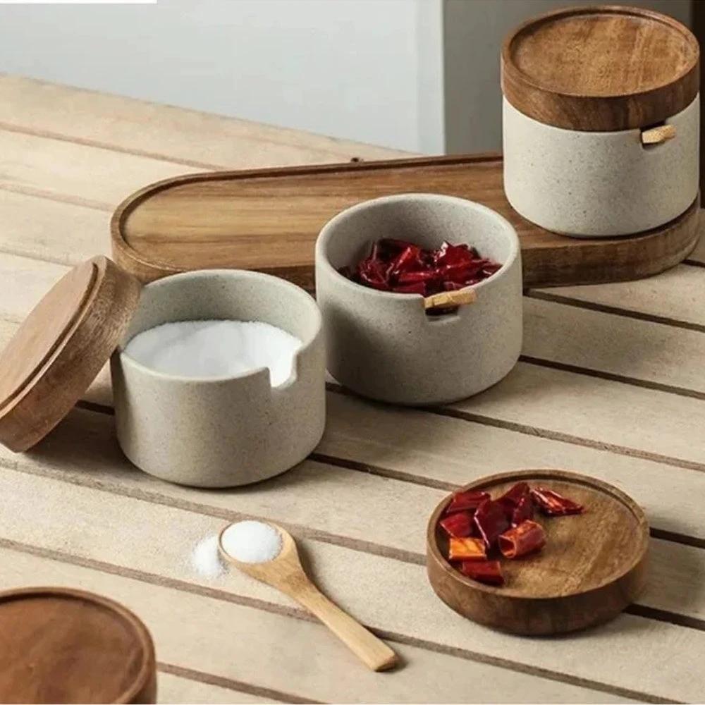 Rustic Ceramic Seasoning Jar Set by Casa & Beyond
