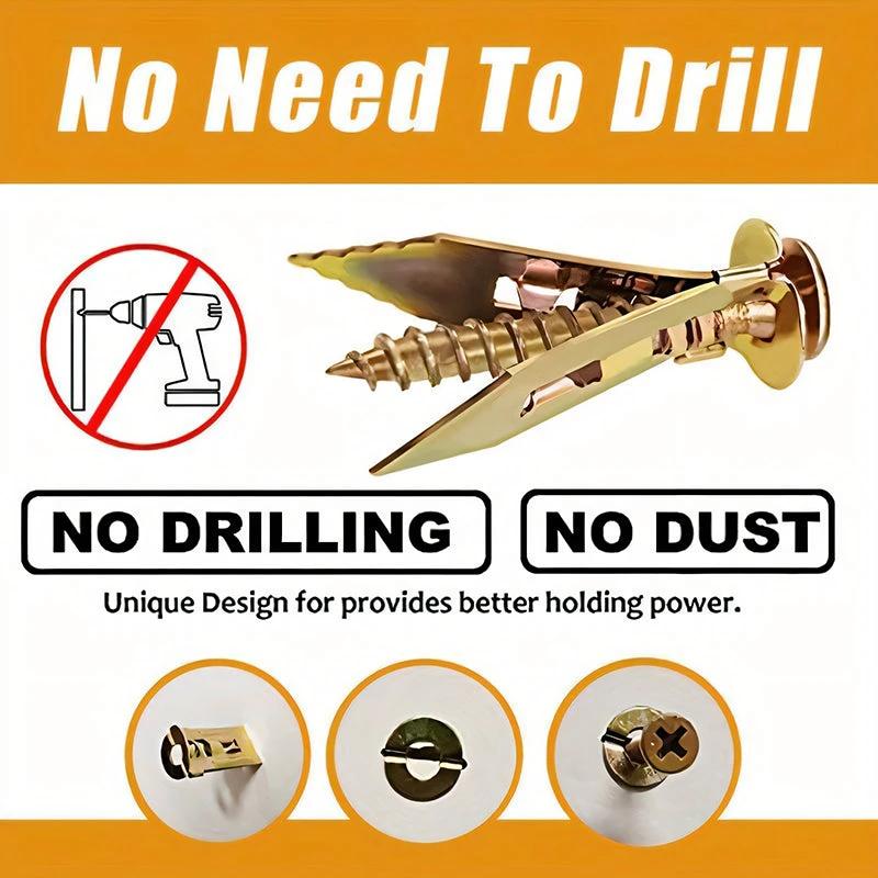 Drywall Expansion Anchors + High Strength Zinc Screws Kit (Pack of 100) by BowLift