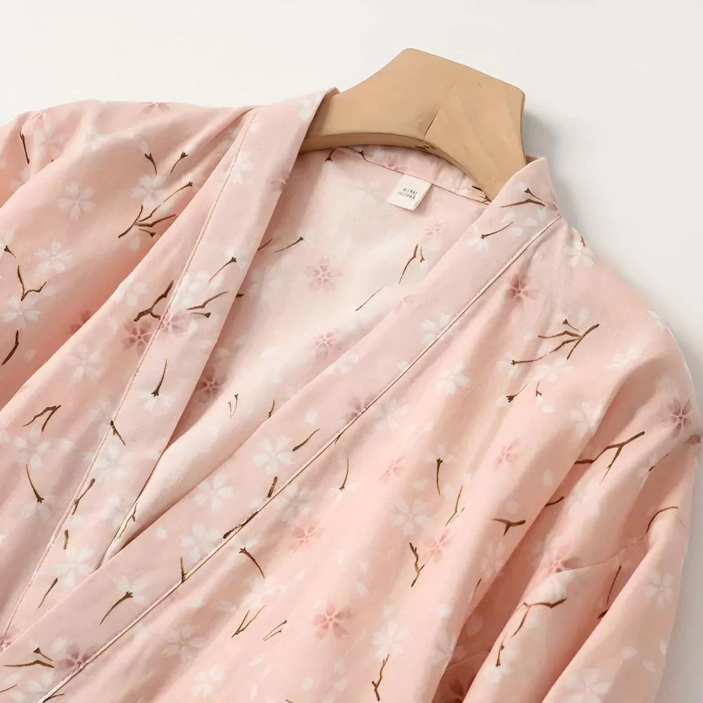 Women's Floral Pattern Cotton Bathrobe by Casa & Beyond