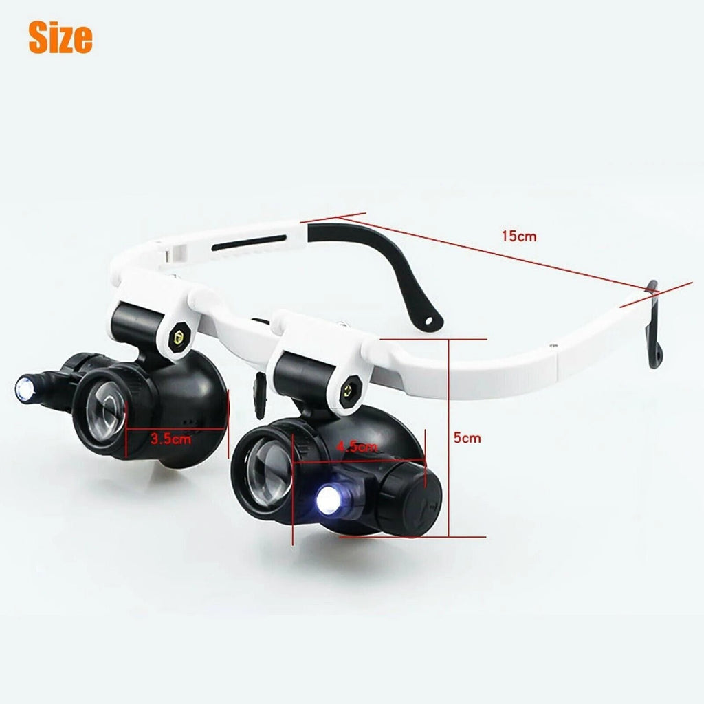 Adjustable Headband Magnifier with LED Light & 8 Lenses – Perfect for Jewelry, Watch Repair & Engraving by BowLift