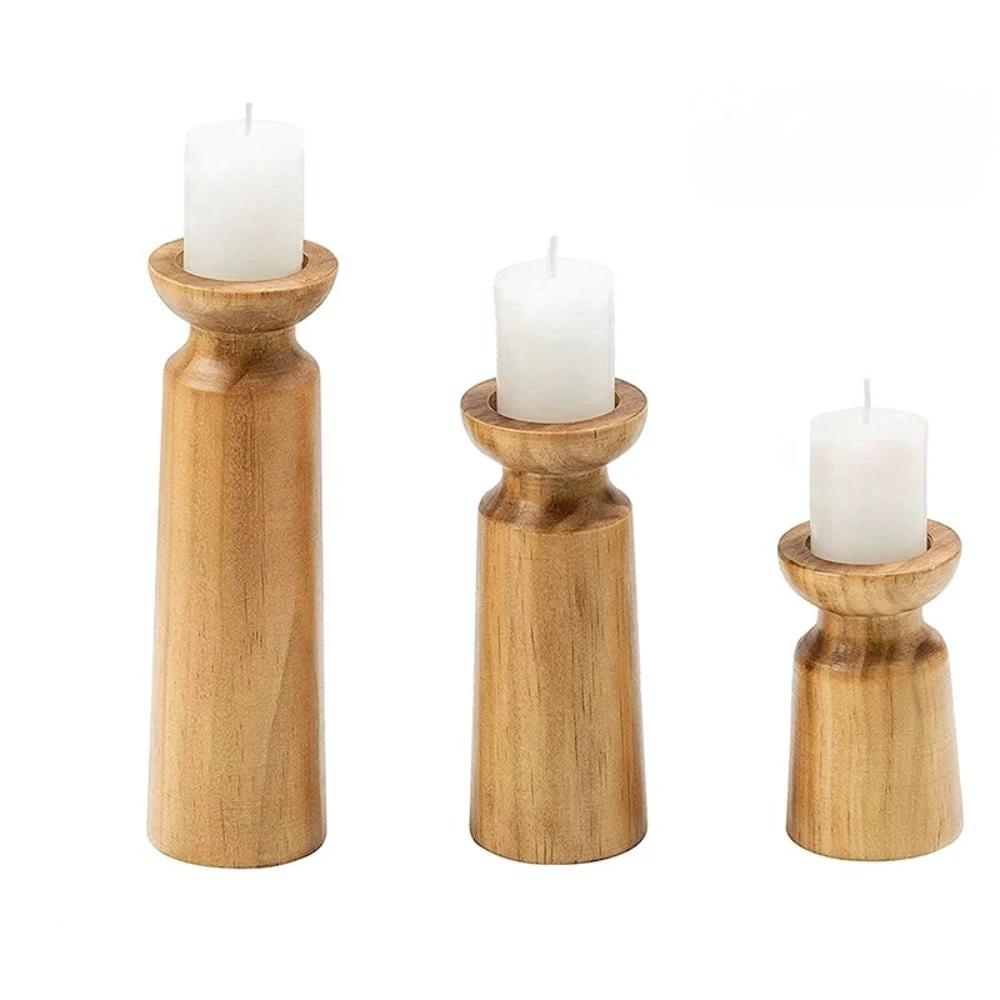 Heirloom Carved Wooden Candle Holders by Casa & Beyond