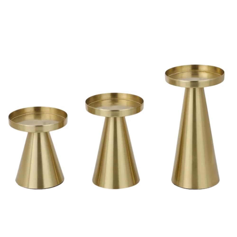 Elegant Brass Candle Holders | Set of 3 by Casa & Beyond