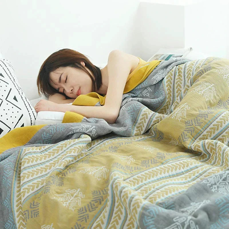 Wheatfield Dreams Reversible Cotton Blanket by Casa & Beyond