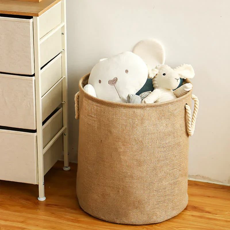 Cotton Linen Waterproof Foldable Laundry Basket by Casa & Beyond