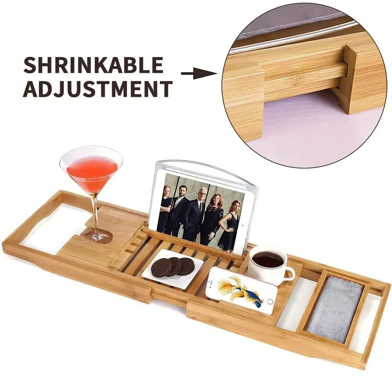 Premium Bamboo Extendable Bathtub Tray Bowlift by Bowlift