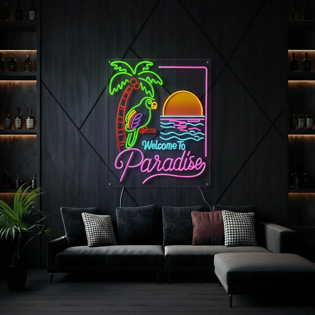 Welcome to Paradise Neon Sign Summer Party Decor Sign by Neonchics