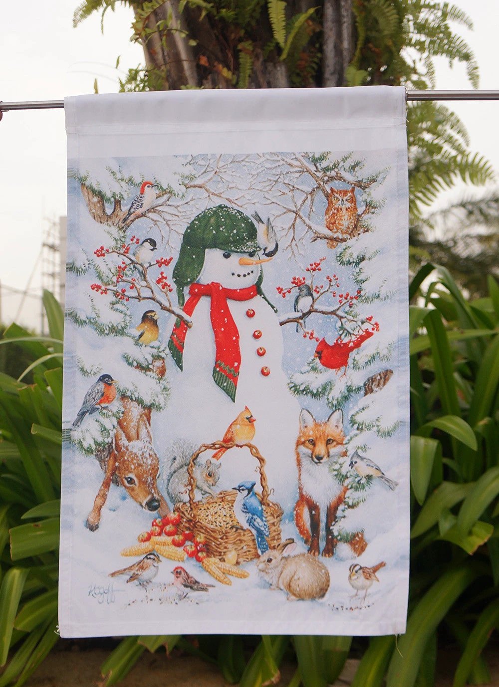 Bravco Decorative Woodland Snowman Peace Winter Animals Snow Forest Garden Flag 12.5'' x 18" "28 x 40" by flagsshop