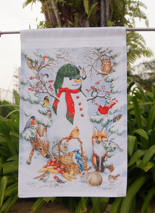Bravco Decorative Woodland Snowman Peace Winter Animals Snow Forest Garden Flag 12.5'' x 18" "28 x 40" by flagsshop
