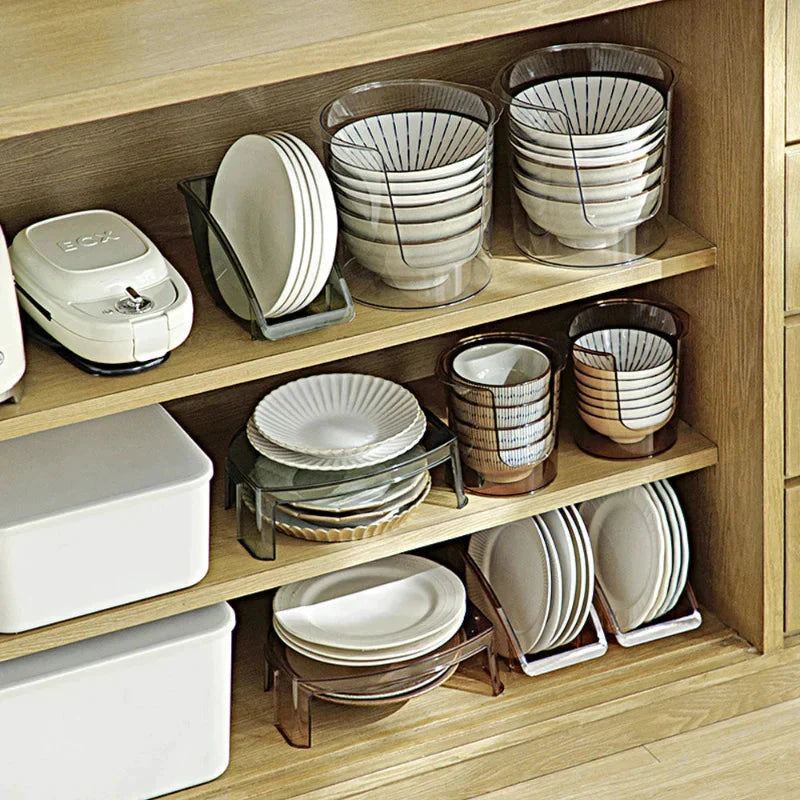 5 Grid Kitchen Cabinet Organizer Dish Storage Rack for Plates by Bowlift