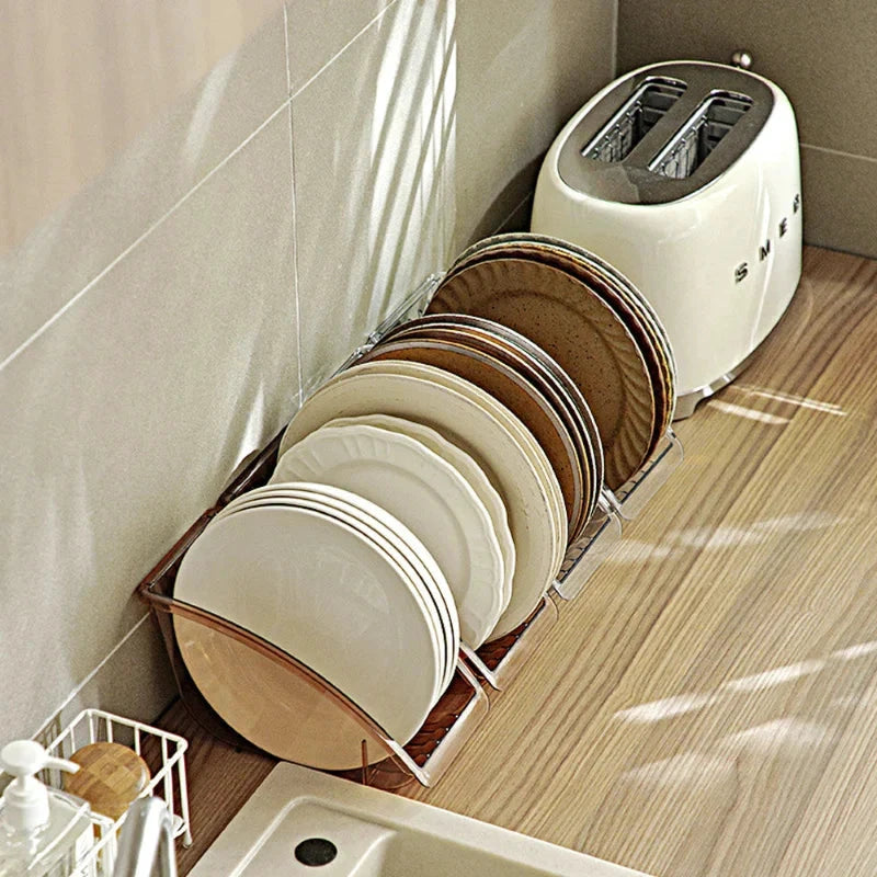 5 Grid Kitchen Cabinet Organizer Dish Storage Rack for Plates by Bowlift