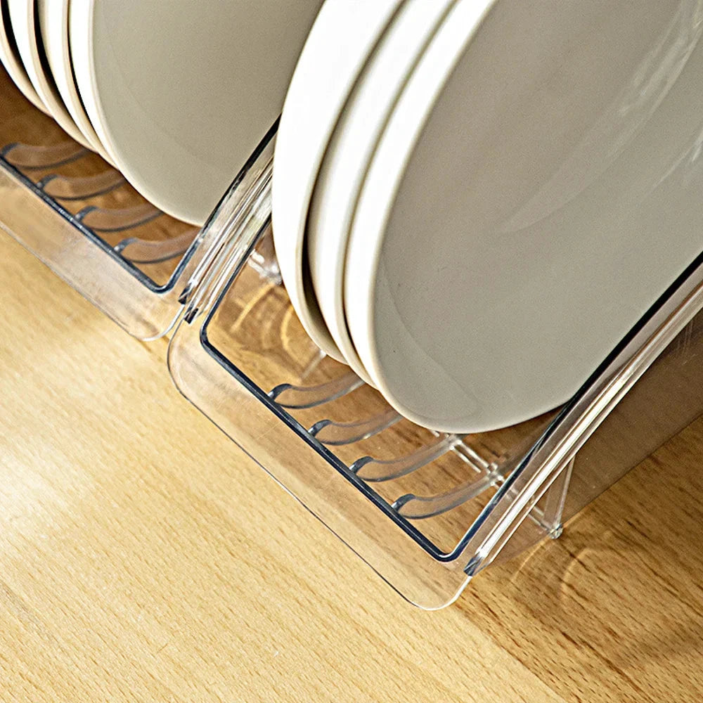 5 Grid Kitchen Cabinet Organizer Dish Storage Rack for Plates by Bowlift